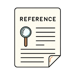 Document labeled Reference with a magnifying glass icon and lines of text.