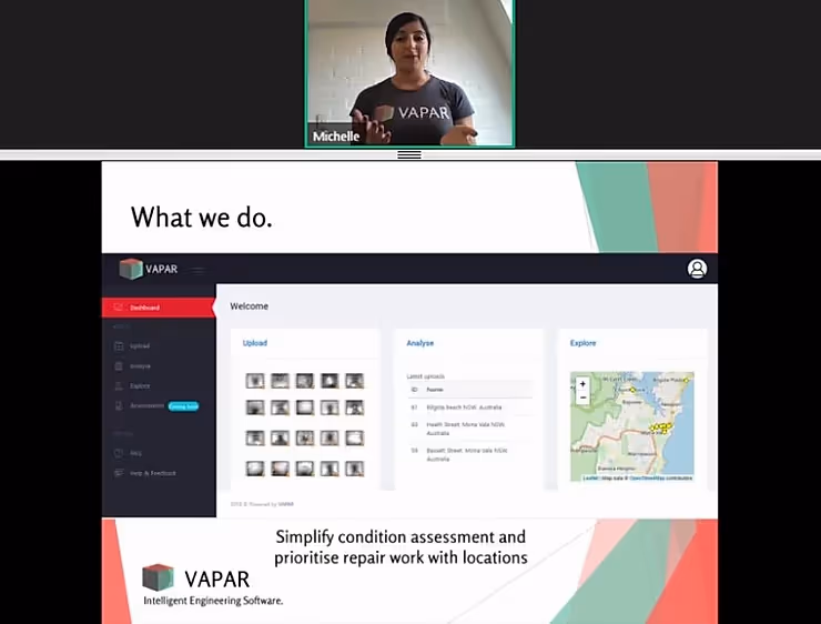 Vapar founder presenting n a Zoom call