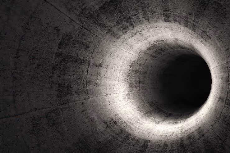 inside a sewer pipe