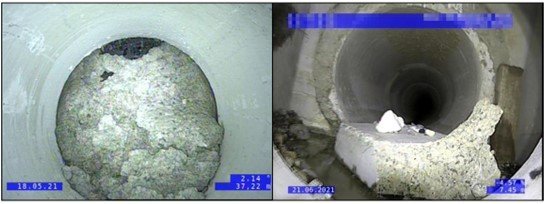 deposits and debris in pipe