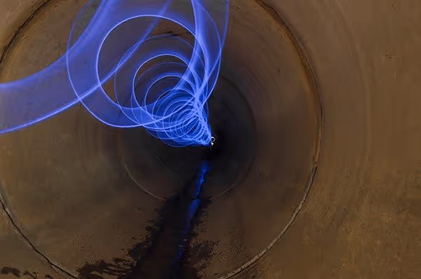 Laser beams in a sewer pipe