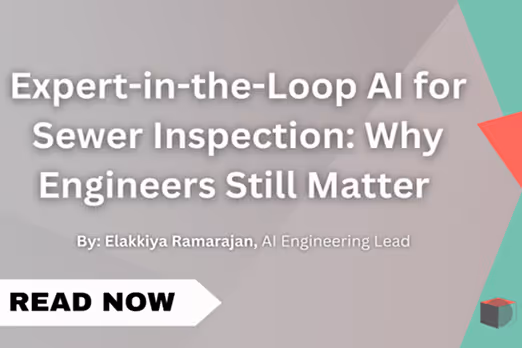 Abstract design ith text: Expert-in-the-Loop AI for Sewer Inspection: Why Engineers Still Matter