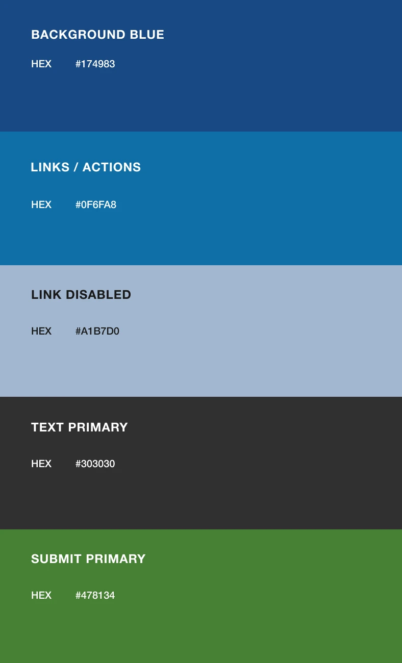 Color palette with five sections