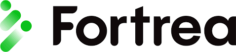 Fortrea company logo with black text and green abstract icon.