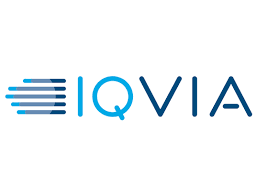 IQVIA company logo with stylized blue and gray horizontal lines forming a circular icon.