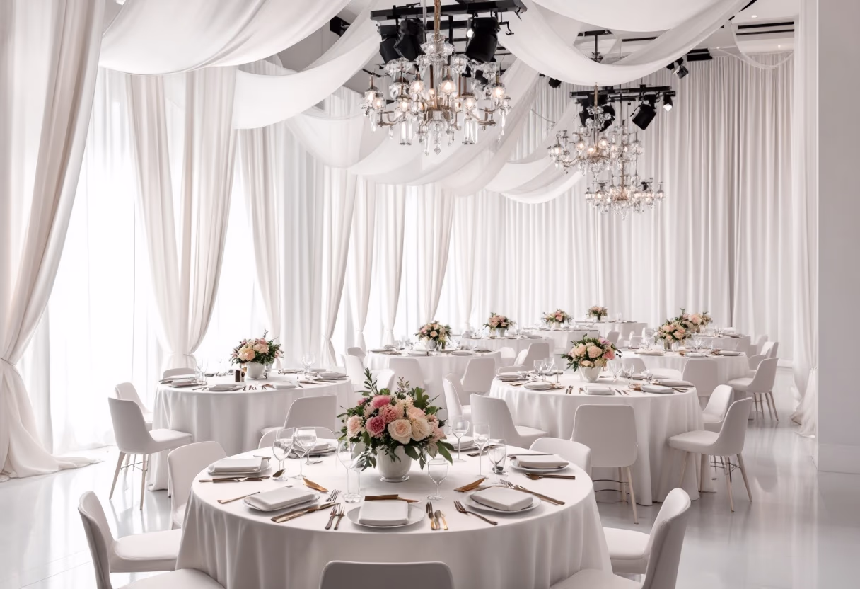 image of decorated event space (for a fine dining restaurant)