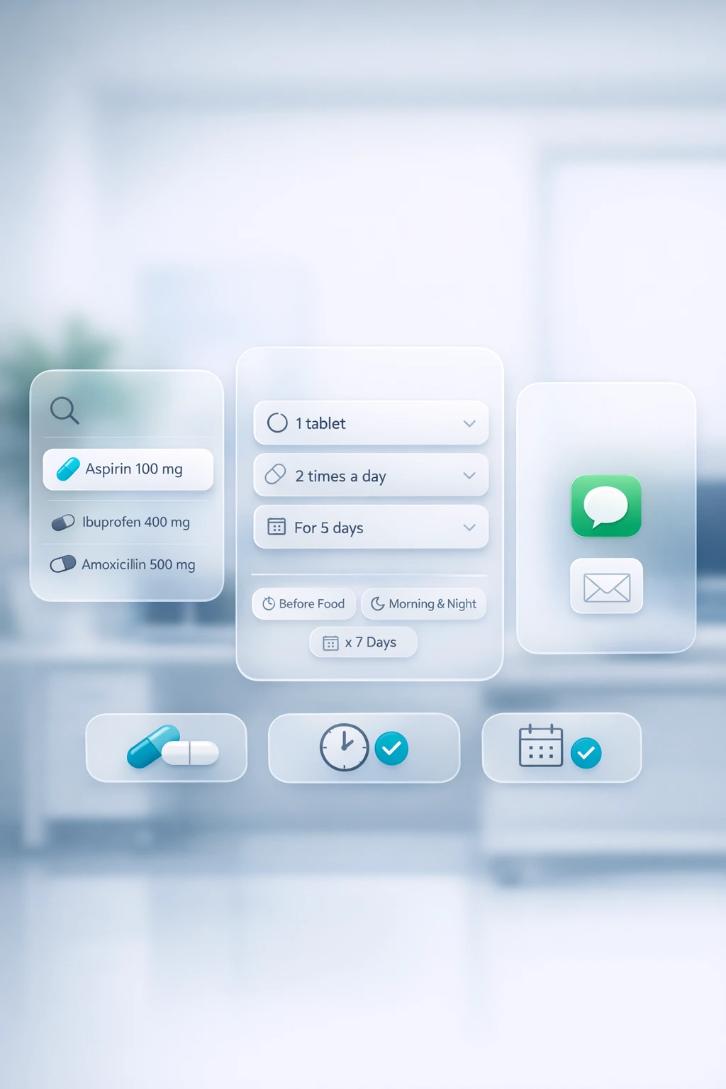 Electronic prescription management system with dosage tracking and medication schedule in healthcare software