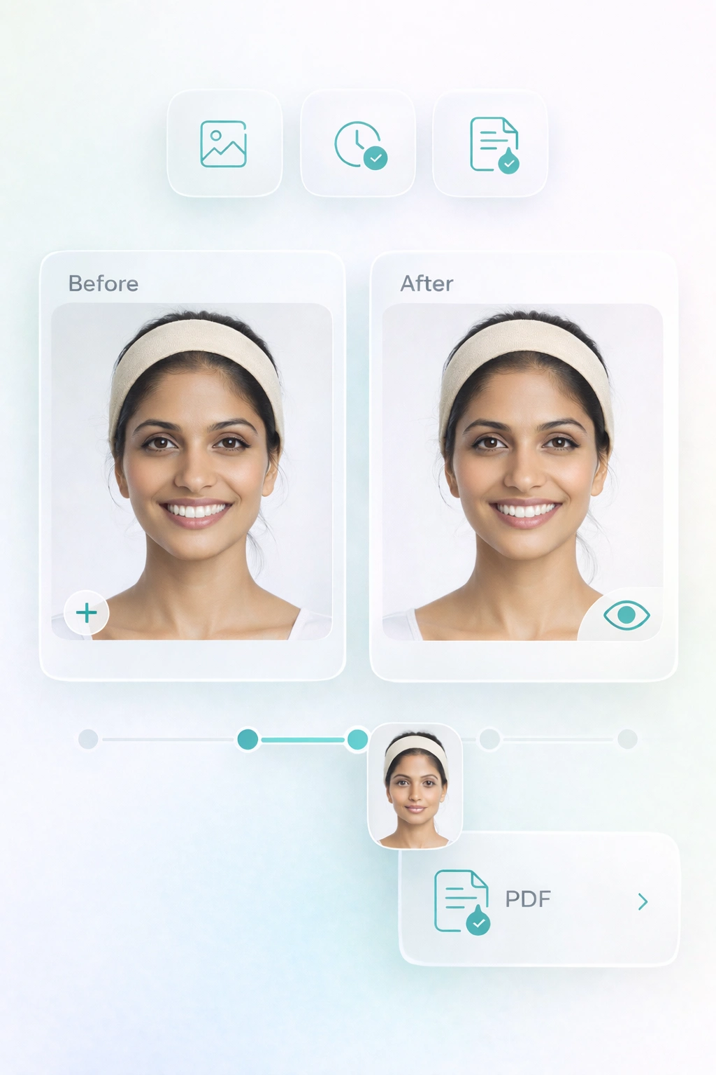 Before and after patient treatment gallery with visual comparison in dental and healthcare management software