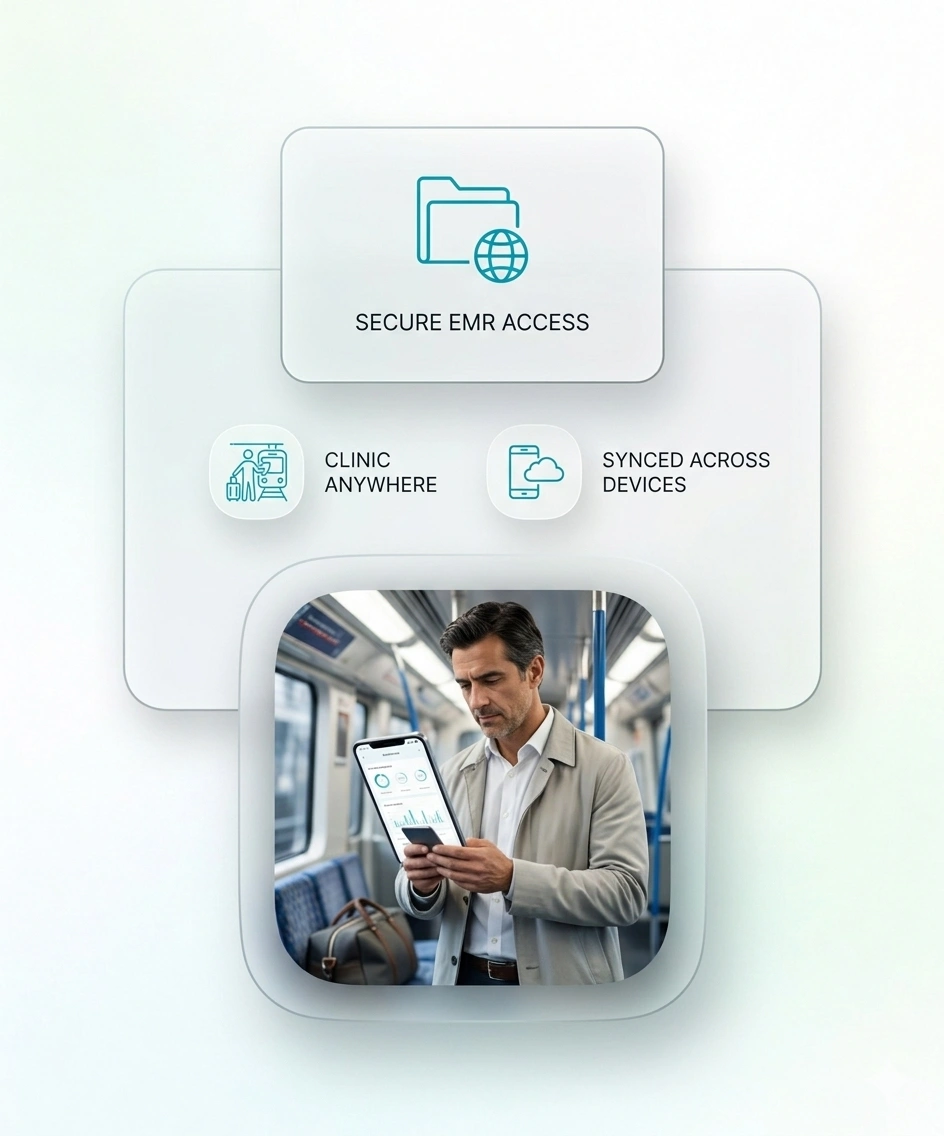 Secure EMR access anytime anywhere with cloud-based patient records and multi-device synchronization