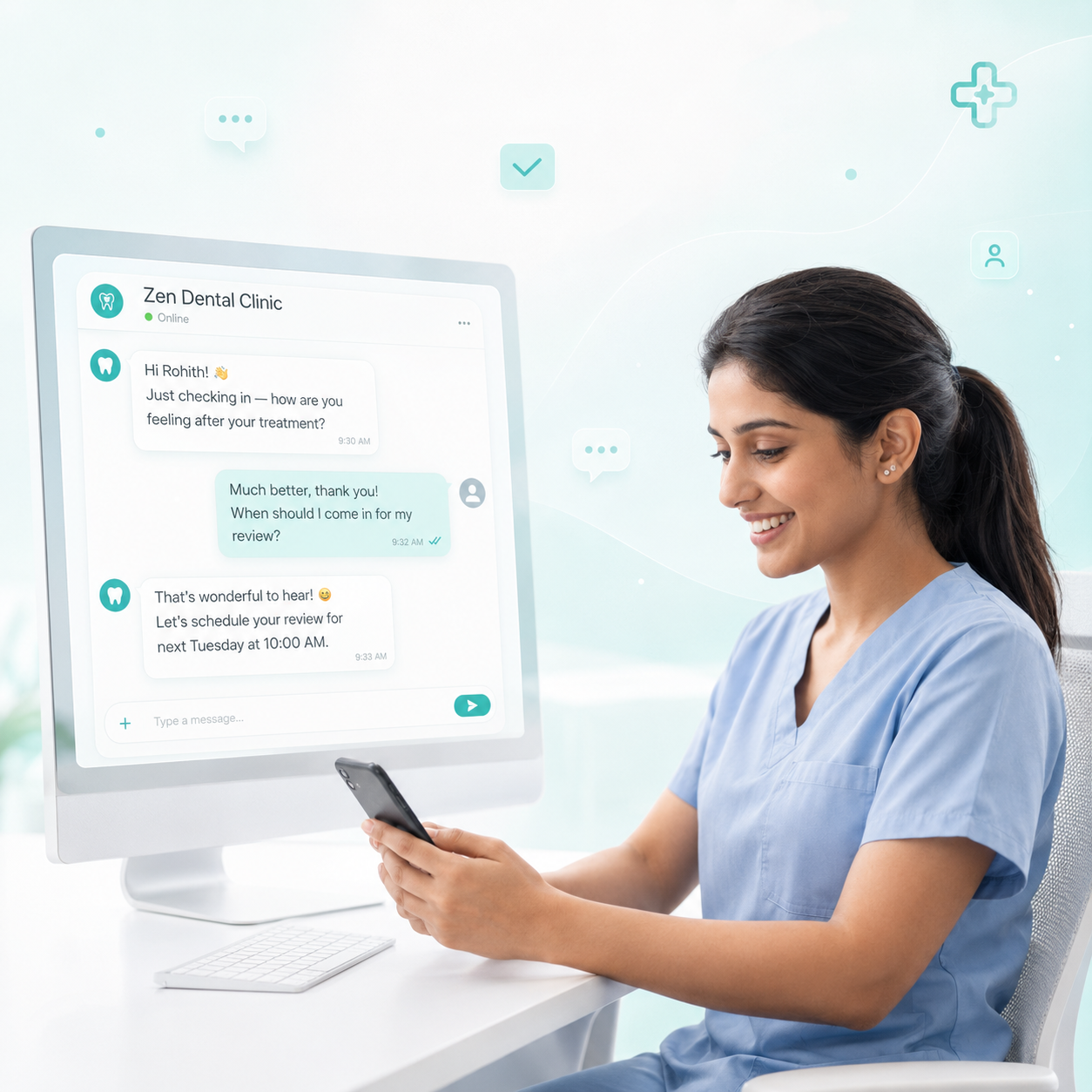 Two-way patient communication using best clinic software India with real-time chat and seamless integration with hospital management software India