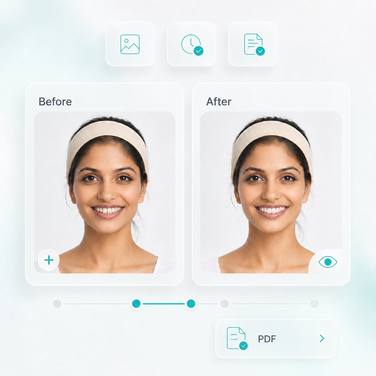 Before and after patient treatment gallery with visual comparison in dental and healthcare management software