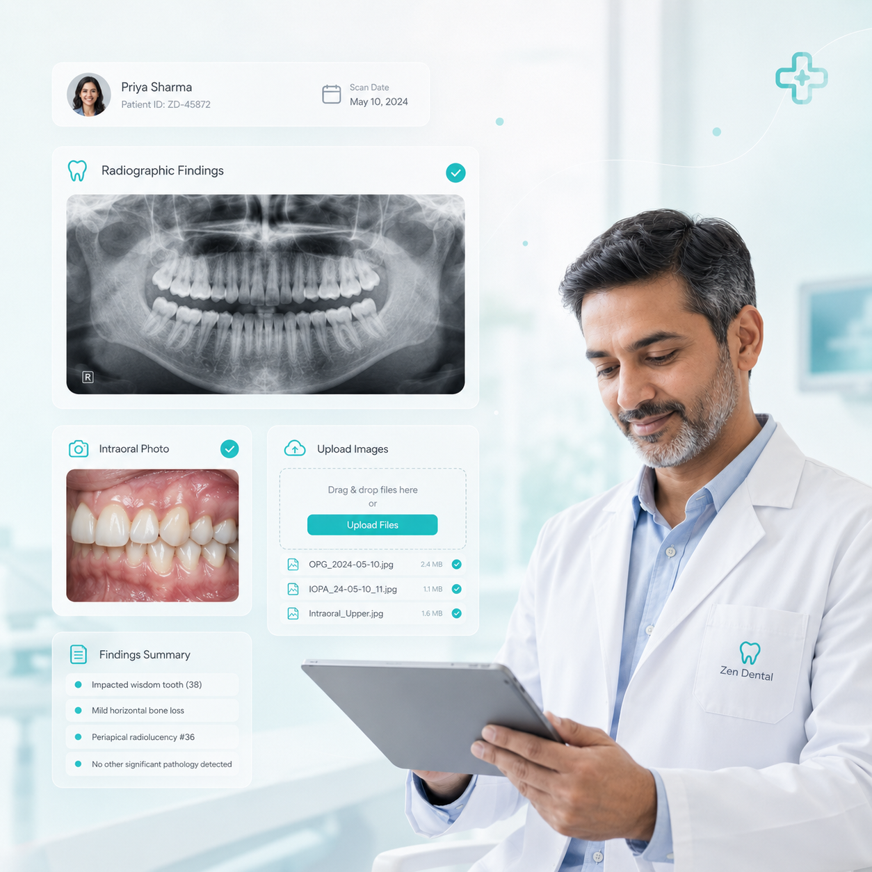 X-ray image upload and storage system in patient records management software for clinics