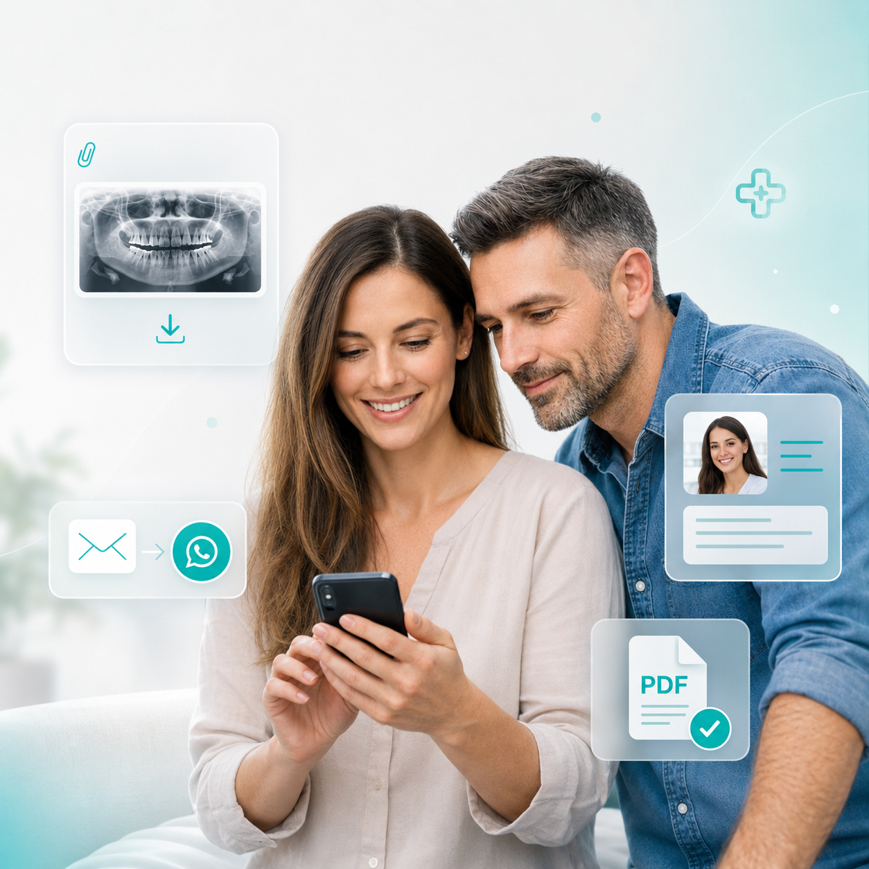 Secure sharing of patient images and medical attachments via WhatsApp and email in clinic management software