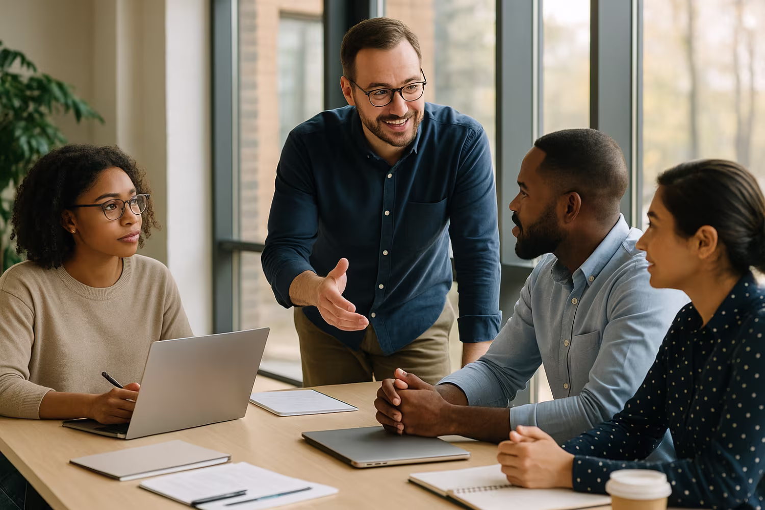 IT project manager leading diverse team