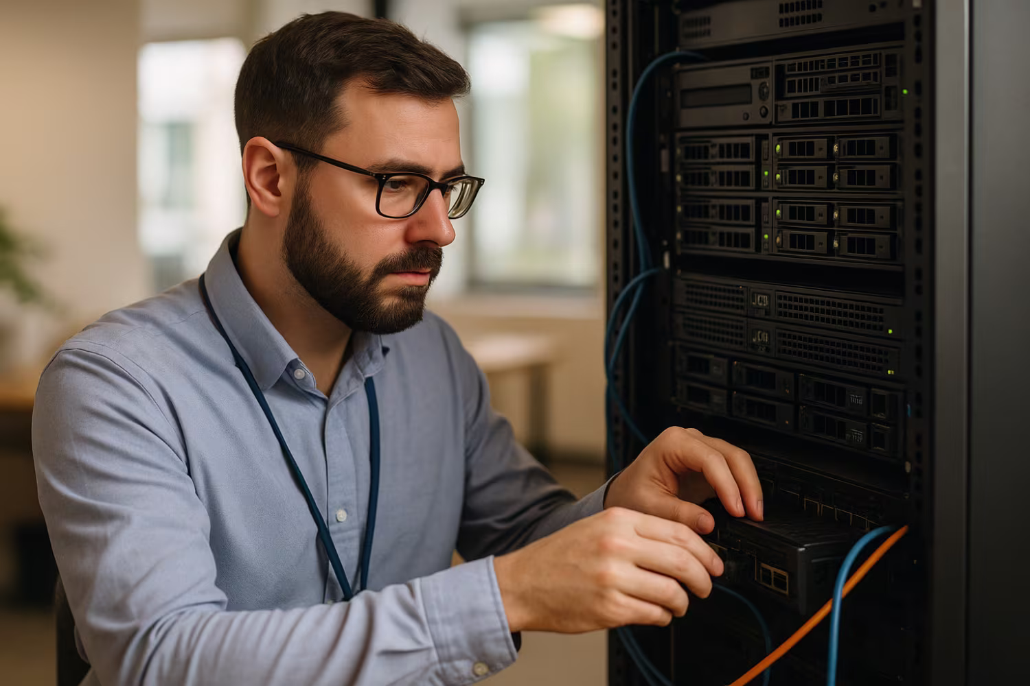 IT professional configuring secure server
