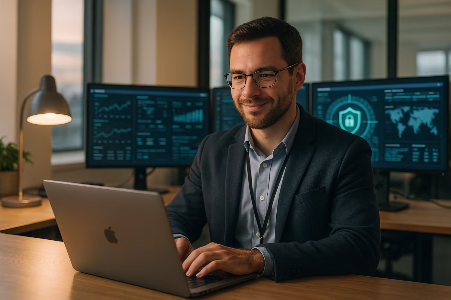 IT professional monitoring secure network