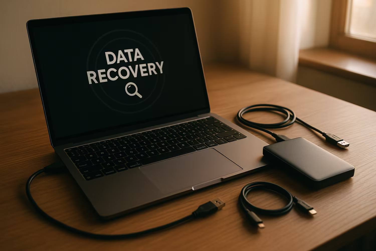 Data recovery laptop setup desk