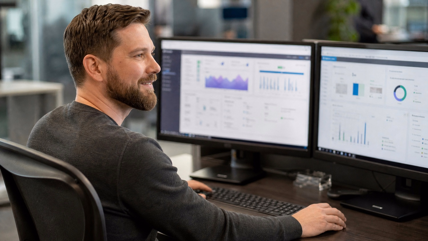 An IT professional focused on a task related to What Is a vCIO Virtual CIO, CIO