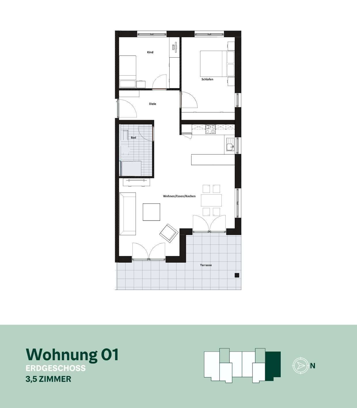 Grundriss Wohnung 01 – Erdgeschoss