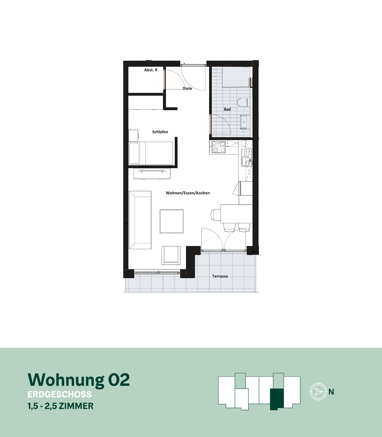 Grundriss Wohnung 02 – Erdgeschoss