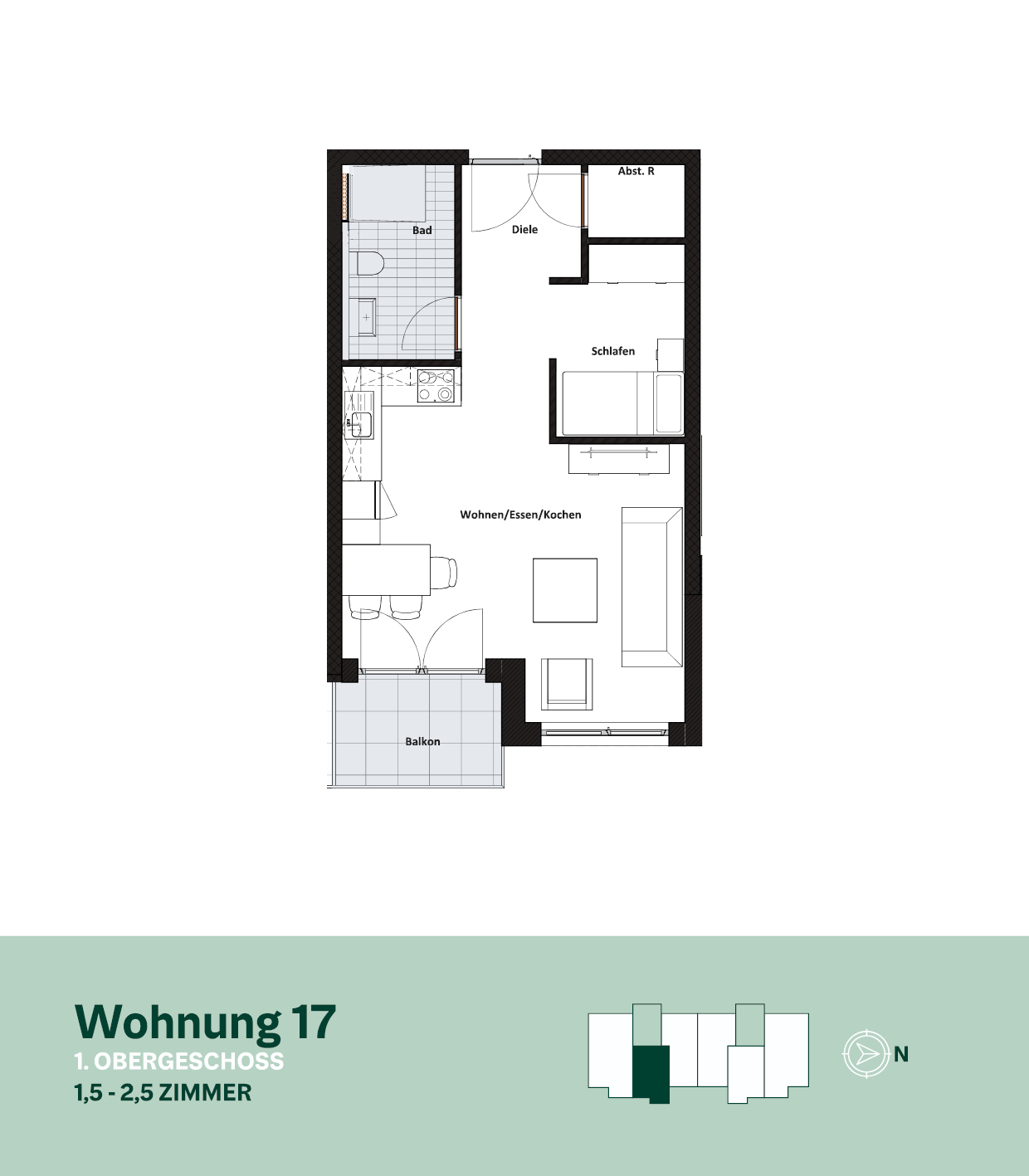 Grundriss Wohnung 17 – 1. Obergeschoss