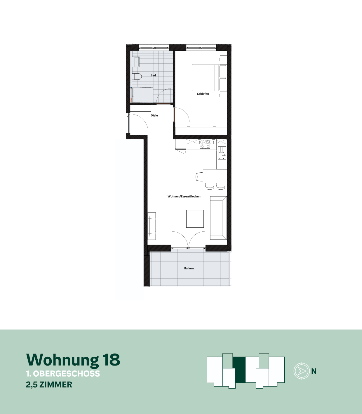 Grundriss Wohnung 18 – 1. Obergeschoss