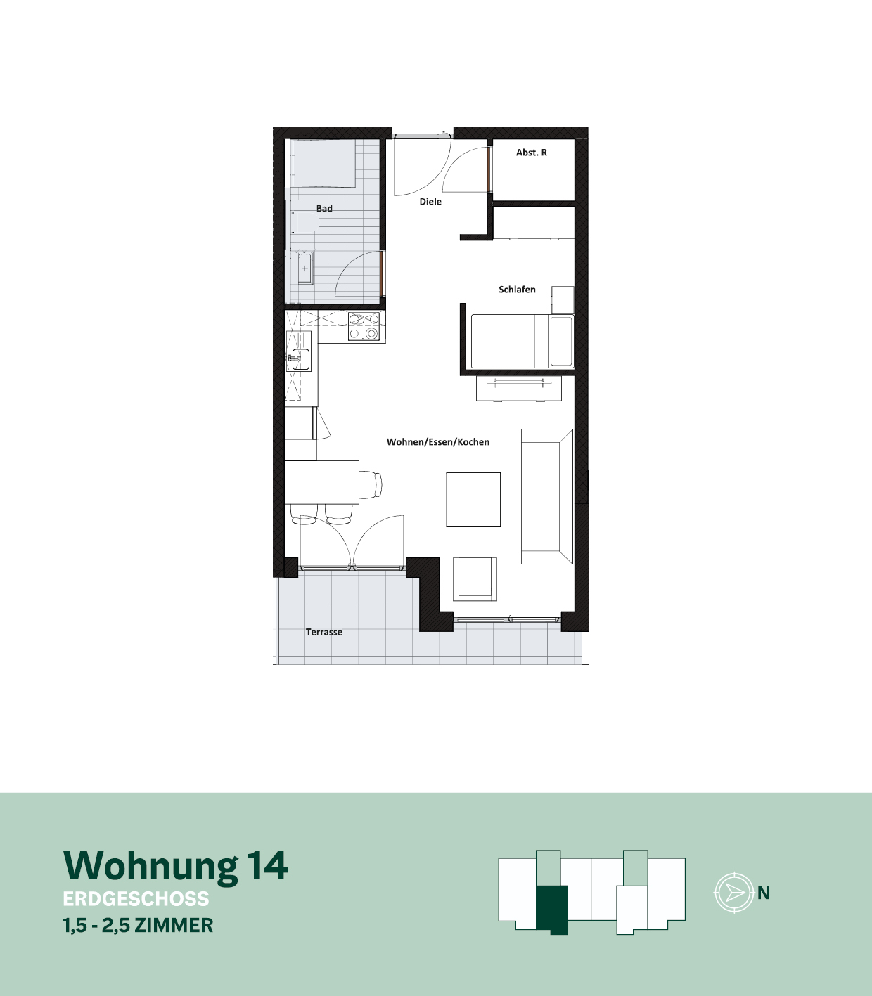 Grundriss Wohnung 14 – Erdgeschoss