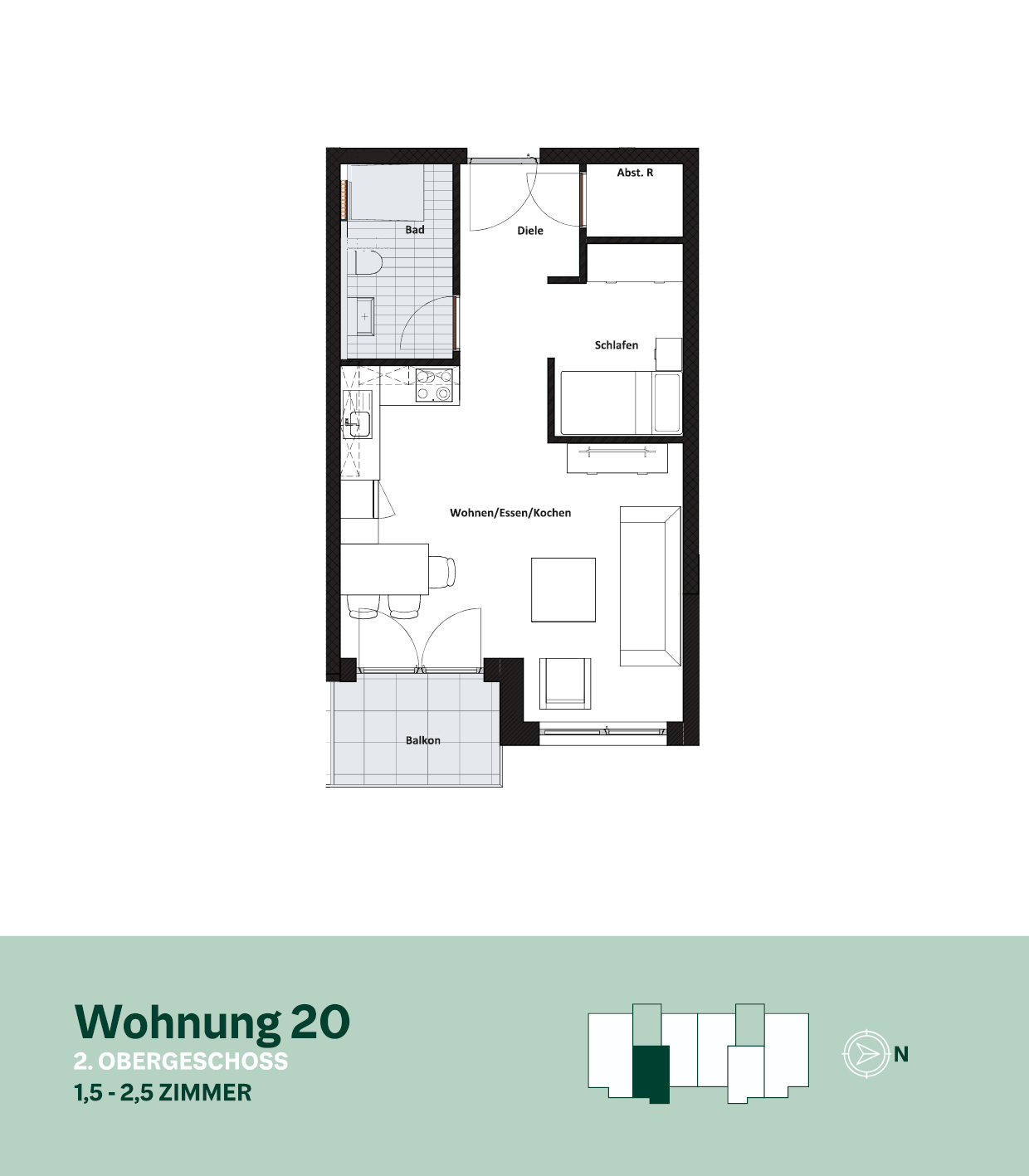 Grundriss Wohnung 20 – 2. Obergeschoss