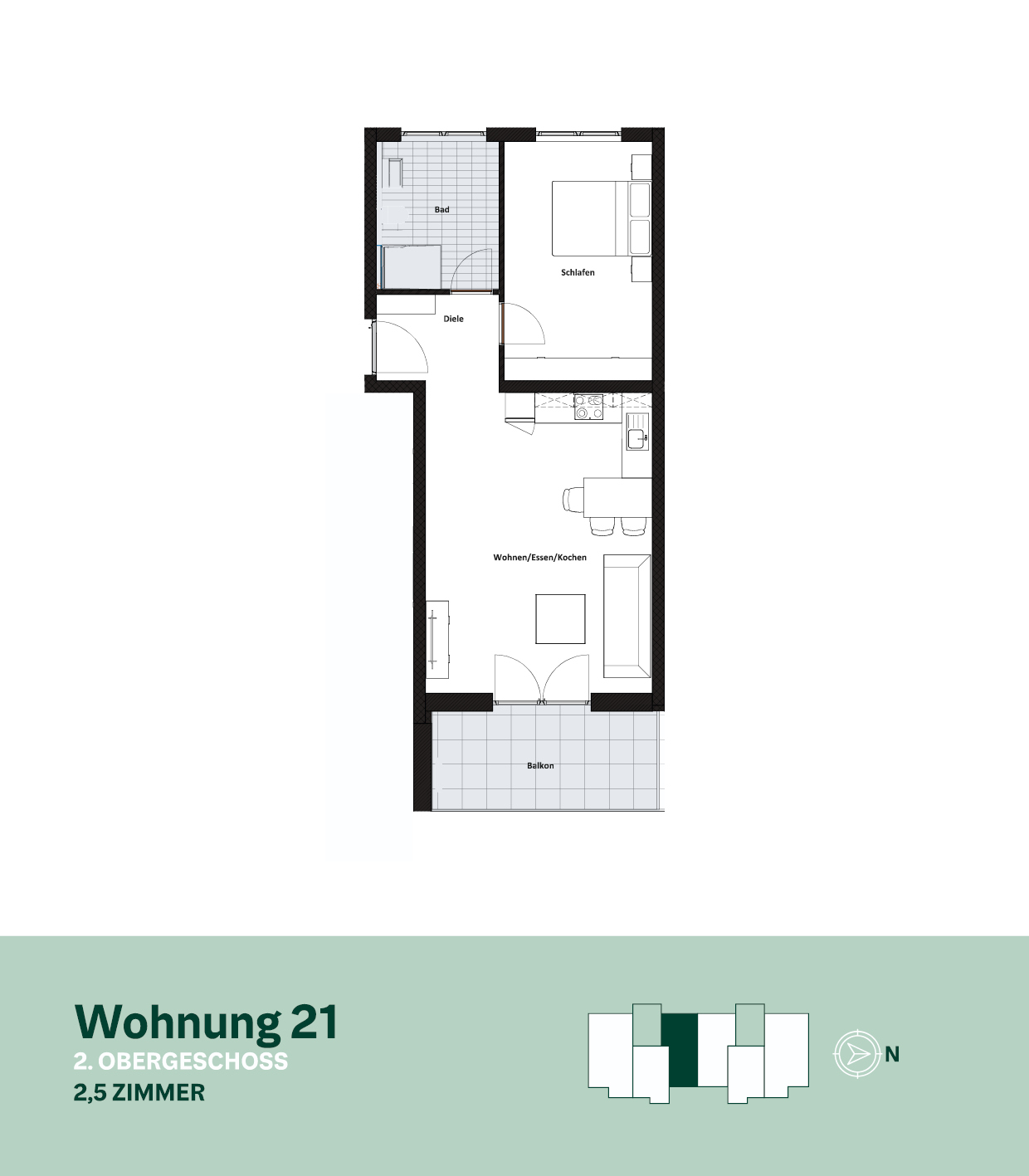 Grundriss Wohnung 21 – 2. Obergeschoss