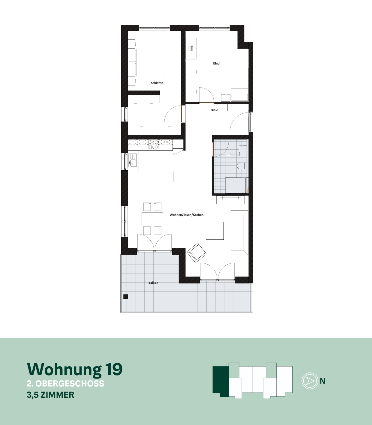Grundriss Wohnung 19 – 2. Obergeschoss