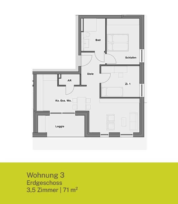 Grundriss Wohnung 03 – Erdgeschoss