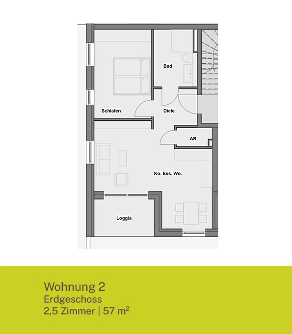 Grundriss Wohnung 02 – Erdgeschoss