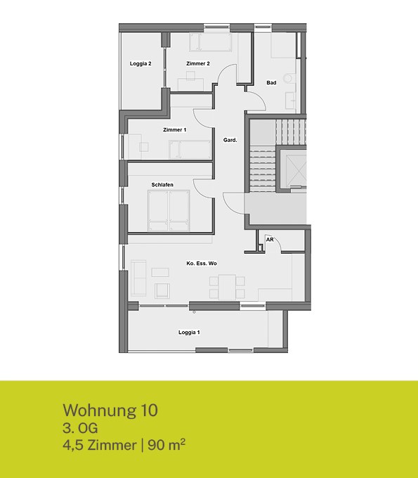Grundriss Wohnung 10 – 3. Obergeschoss