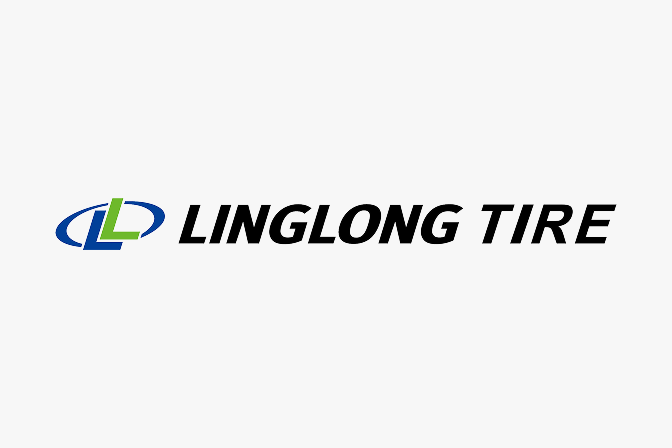 Linglong Tire Firmenlogo mit stilisiertem blau-grünem L und Text in schwarzer Schrift.
