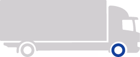 Graphic of a truck with the wheel on the front steer axle highlighted.