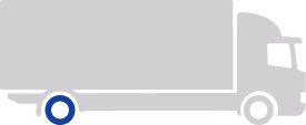 Graphic of a truck showing the drive axle positions in a regional vehicle with blue circles.