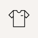 Simple black line icon of a t-shirt with a pocket on the chest.