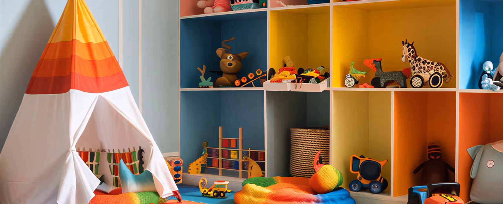 Abstract blurred image of a person’s face with vibrant red, pink, and teal light streaks.