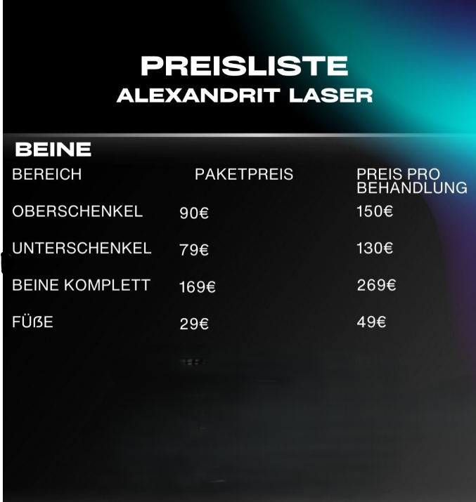 Preiselist Alexandrite Laser Beine