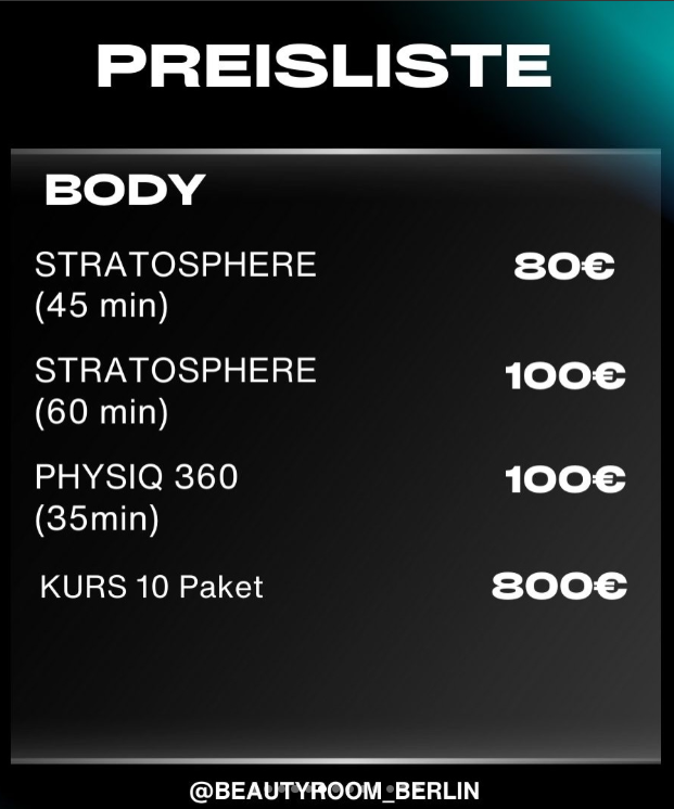 Preiselist Bodybehandlungen