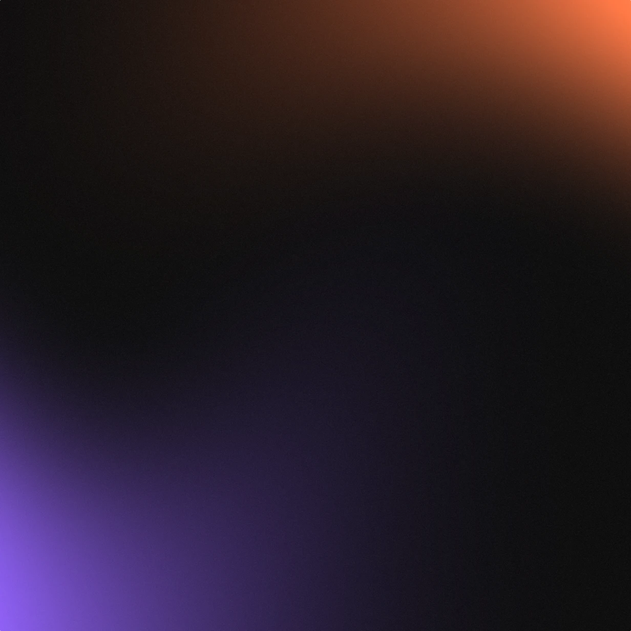 Gradient background blending dark purple at bottom left with black and dark orange at top right.
