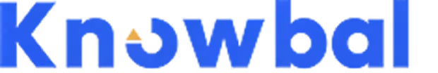 Logo text displaying the word 'Knowbal' in bold blue letters with a unique stylized letter 'o'.