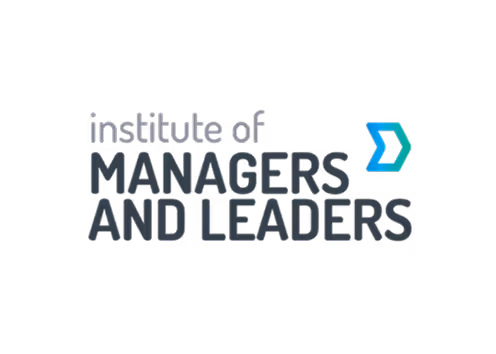 Logo of the Institute of Managers and Leaders with a blue and green abstract arrow symbol.