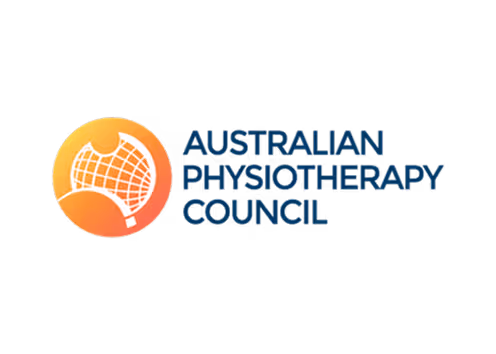 Australian Physiotherapy Council logo with an orange globe icon and dark blue text.