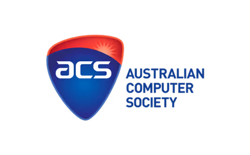 Australian Computer Society logo with stylized ACS letters inside a red and blue shield.