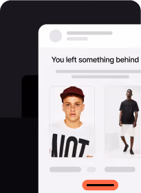 Mobile screen notification showing a message that reads 'You left something behind' with images of a man modeling clothing.