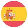 Flag of Spain with three horizontal red-yellow-red stripes and the national coat of arms on the left.