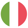 Circular icon of the Italian flag with vertical green, white, and red stripes.