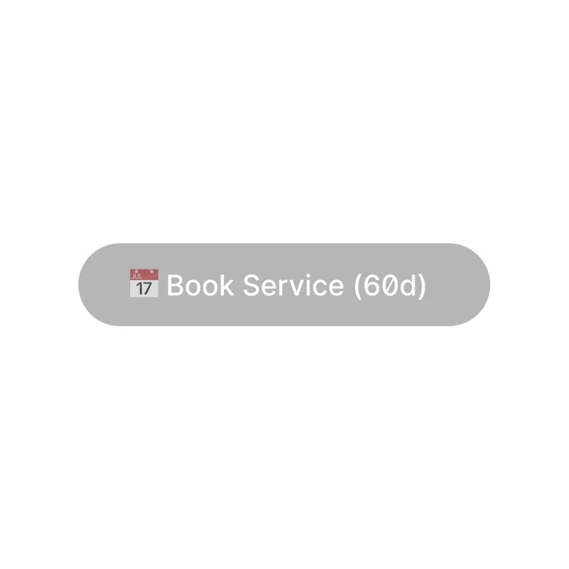 Gray rounded button with calendar icon and text 'Book Service (60d)'.