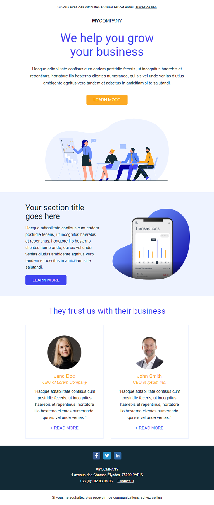 Template emailing business